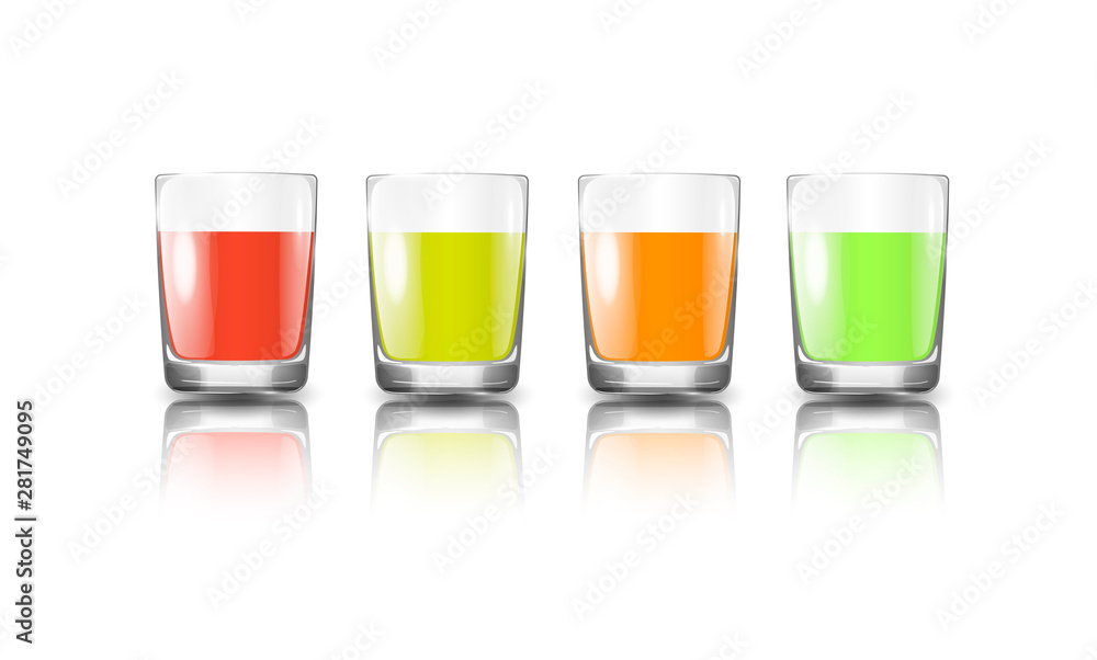 Transparency glass with fruit juice. Vector icon 3d realistic illustration isolated on white