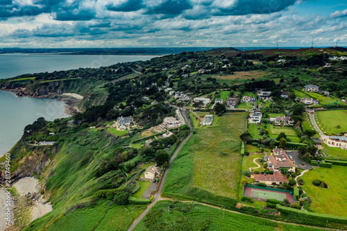 Aerial view Irish coastline in Howth, Dublin