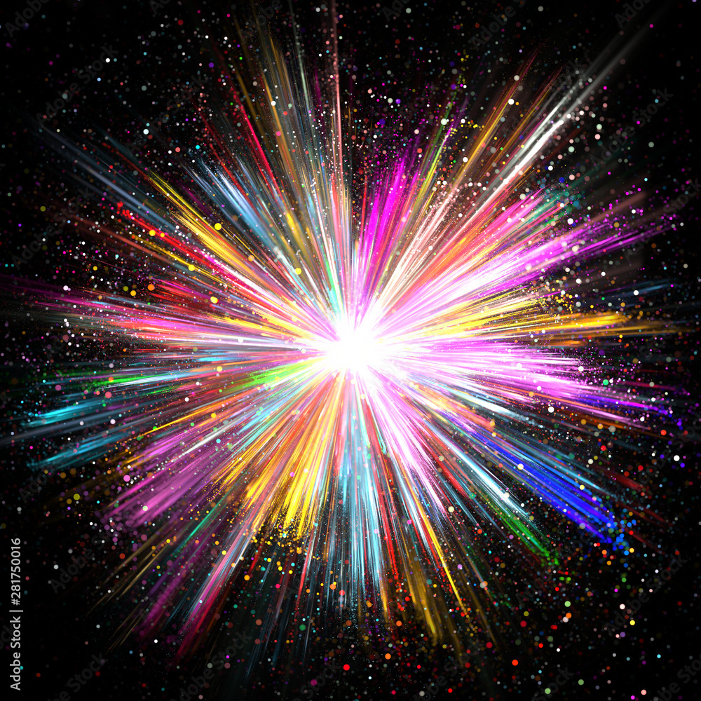 Naklejka premium Explosion of multicolored powder