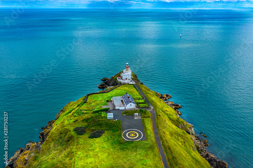 Photography Lighthouse aerial landscape  on the coast of Ireland, Howth, Dublin county