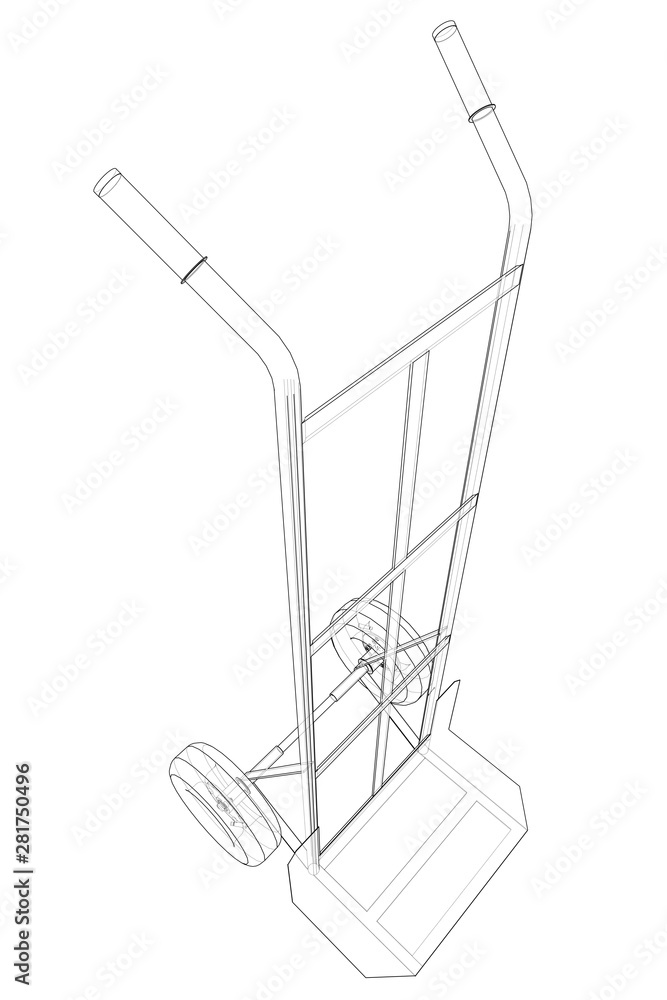 Outline delivery trolley or hand truck. Vector