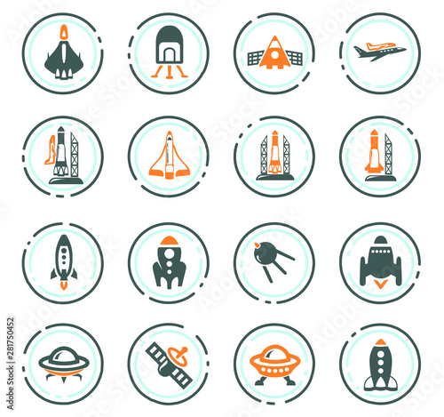 Space platform icons set