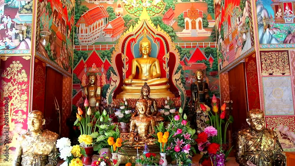 Buddha and monk model in Nong Kead Yai Temple Buddha and monk model in Nong Kead Yai Temple