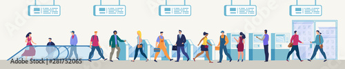 Passengers Entering Subway Station Vector Concept