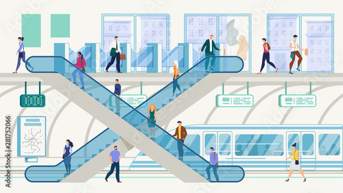 Metropolis Public Transport Hub Vector Concept