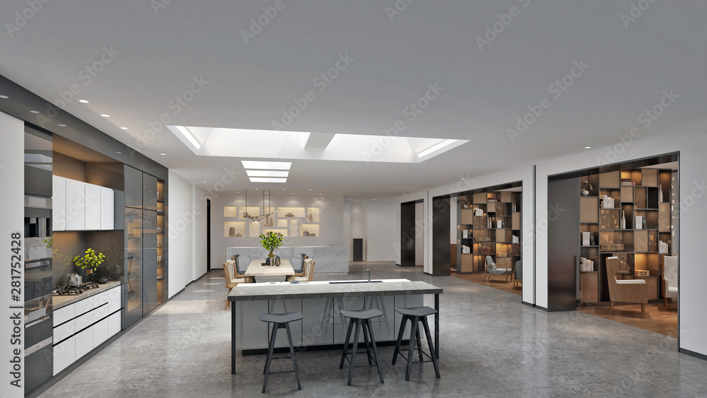 Fototapeta premium 3d render of luxury kitchen