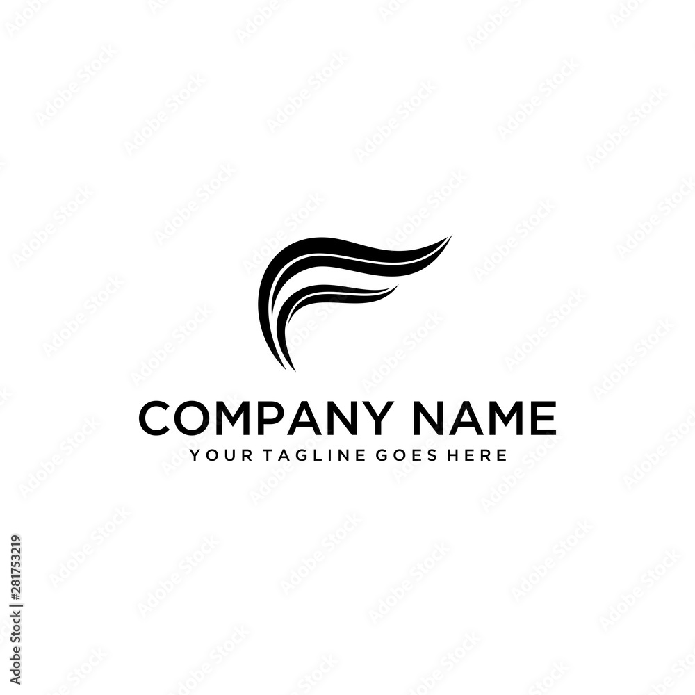 Illustration abstract luxury wave with F sign logo design