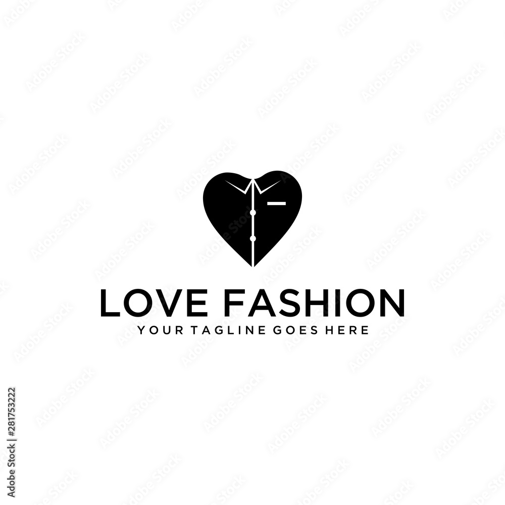 Illustration abstract love heart with shirt fashion office sign logo design