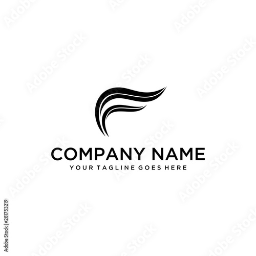 Illustration abstract luxury wave with F sign logo design