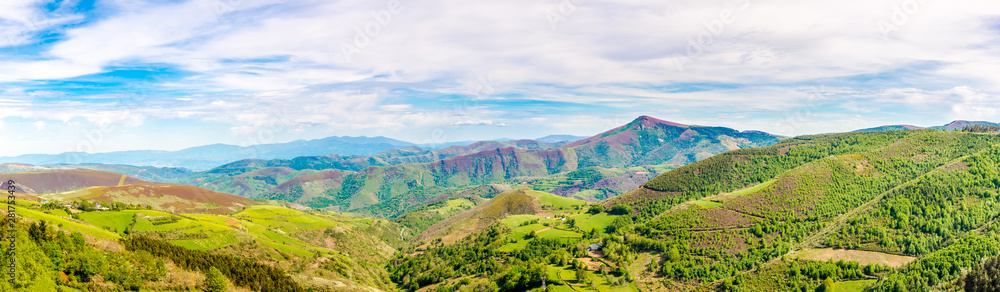 Panoramic view at the mountains from Cebreiro village of Spain