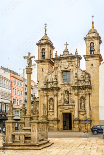 View at the Church of San Jorge in the streets of A Coruna in Spain