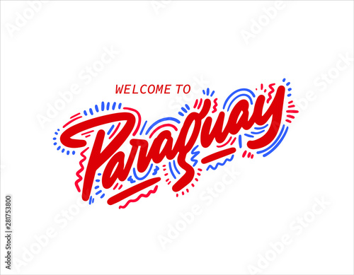 Praguay. Name country word text card, banner script. Beautiful typography. Handwritten design modern brush lettering isolated vector.