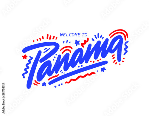 Panama. Name country word text card, banner script. Beautiful typography. Handwritten design modern brush lettering isolated vector.