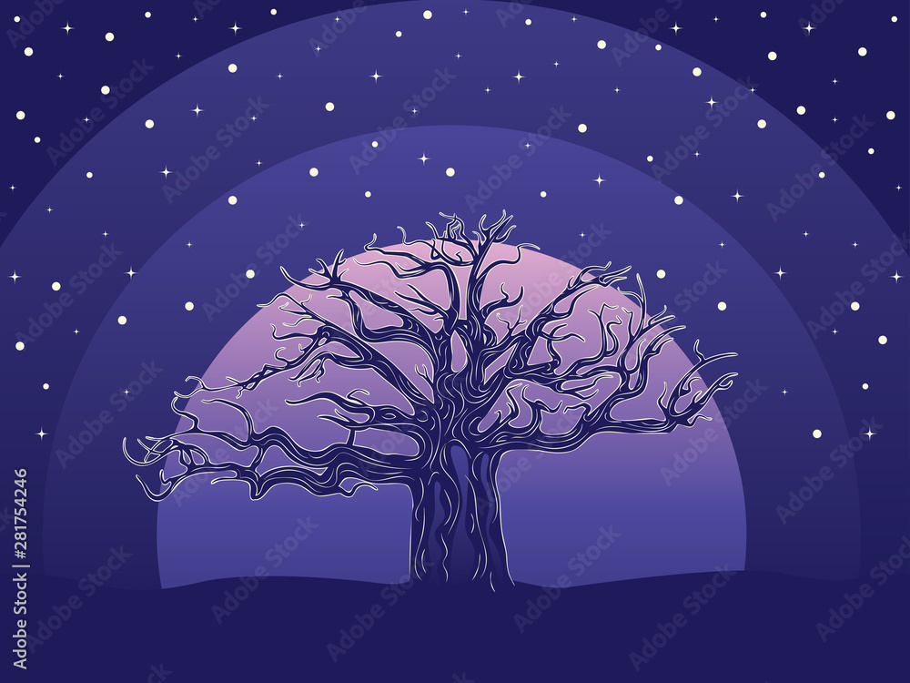 Night and big tree Night and big tree