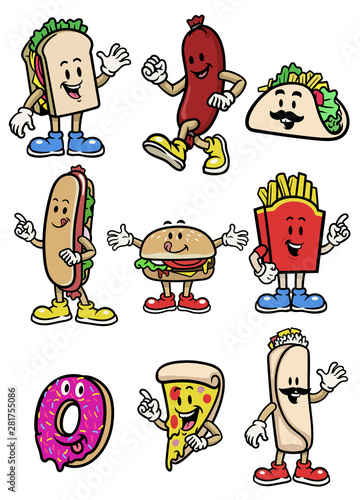 set  vector of food character collection