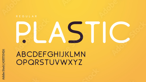 Trendy rounded slim style vector alphabet, uppercase letter set, font, typography