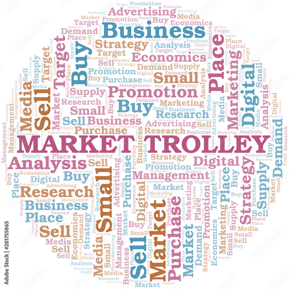 Market Trolley word cloud. Vector made with text only. Market Trolley word cloud. Vector made with text only.