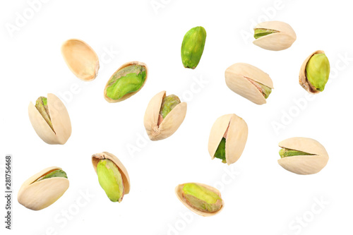 pistachio isolated on the white background. top view photo