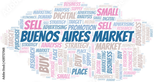Buenos Aires Market word cloud. Vector made with text only.