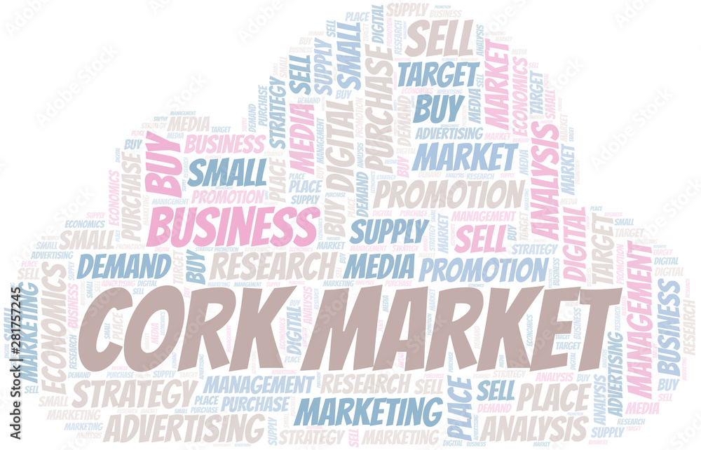 Obraz premium Cork Market word cloud. Vector made with text only.