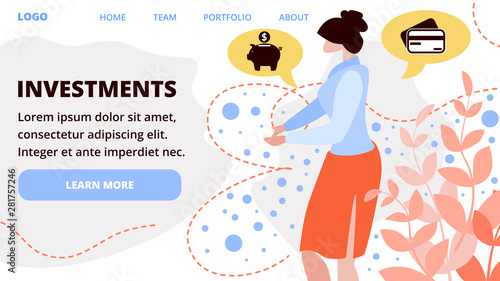 Business investments flat vector website template