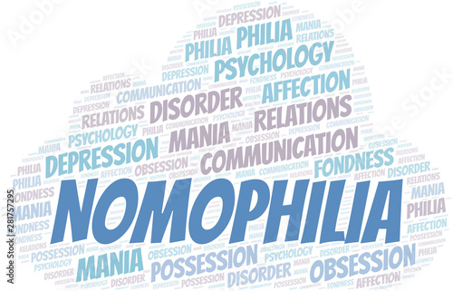 Nomophilia word cloud. Type of Philia.