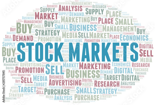 Stock Markets word cloud. Vector made with text only.