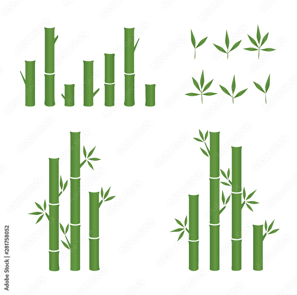vector leaf green and bamboo shoot icon set. vector leaf green and bamboo shoot icon set.