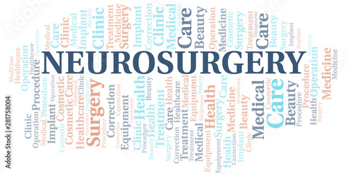 Neurosurgery word cloud vector made with text only.