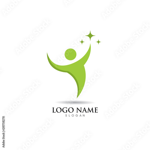 Fun people Healthy Life Logo template vector icon design  photo