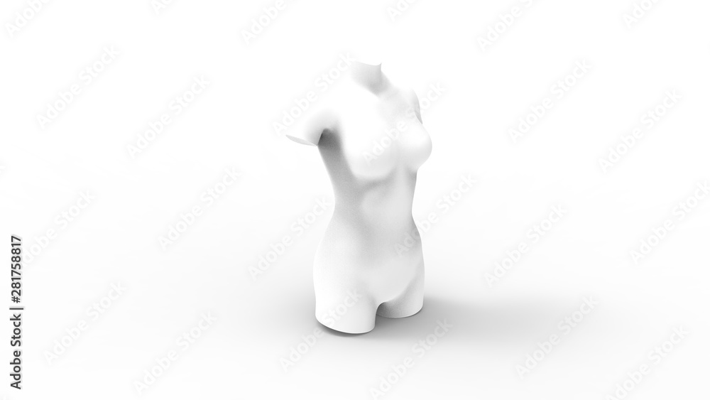 3D rendering of a female torso isolated in white studio background 3D rendering of a female torso isolated in white studio background