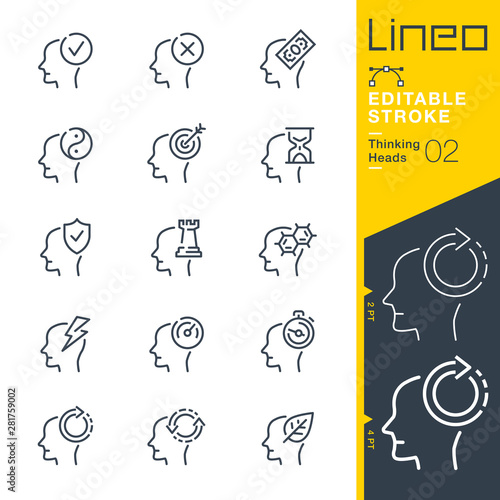 Lineo Editable Stroke - Thinking Heads line icons
