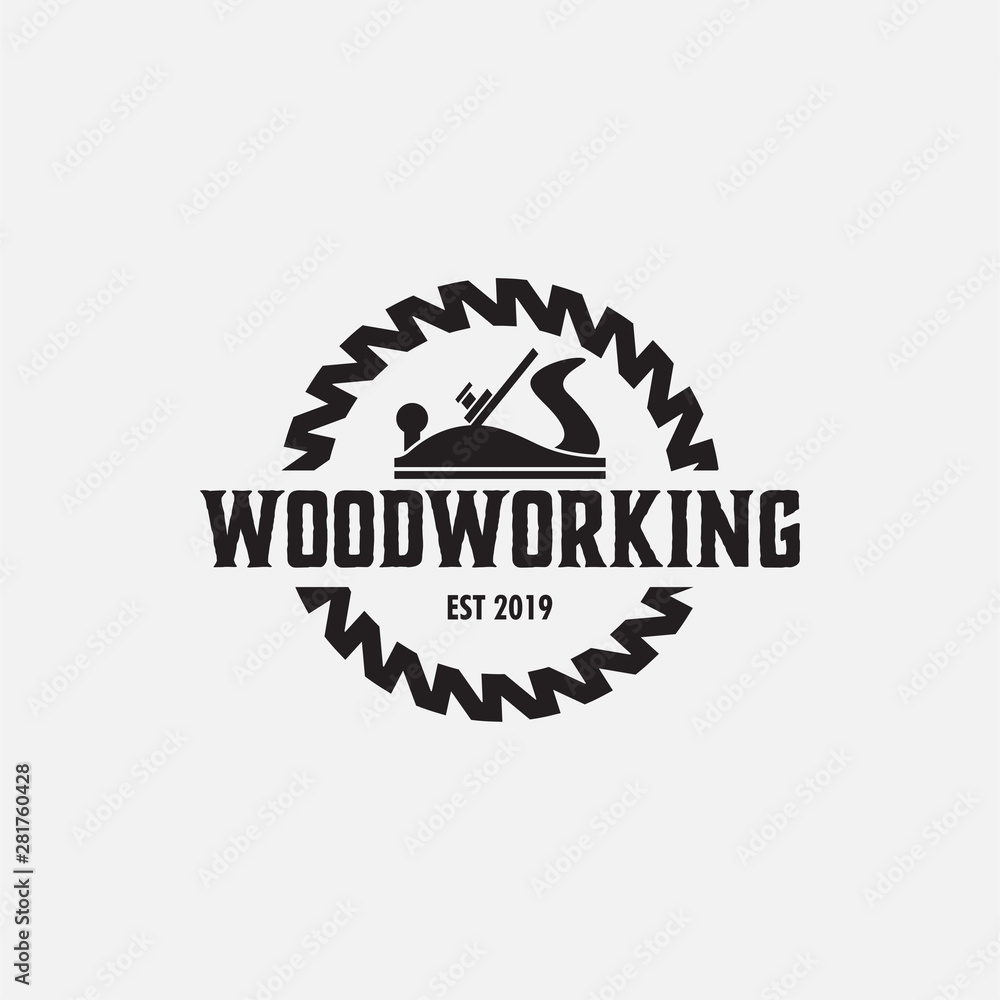 Woodworking logo design template vector isolated illustration Woodworking logo design template vector isolated illustration
