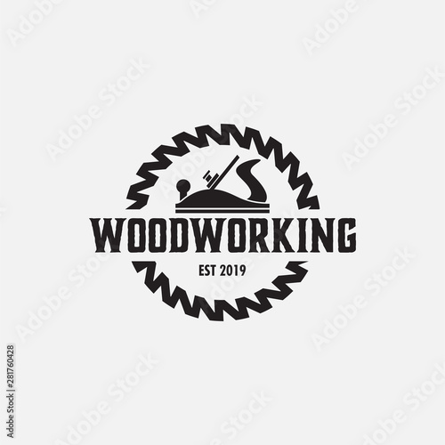 Woodworking logo design template vector isolated illustration