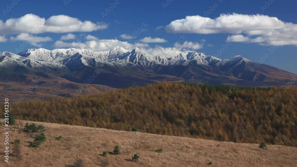 Yatsugatake Mountains and forest in autumn, Nagano Prefecture, Japan Yatsugatake Mountains and forest in autumn, Nagano Prefecture, Japan