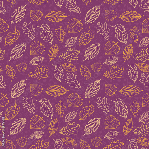 Fun and elegant seamless pattern with falling leaves  fall autumn background  great for seasonal fashion prints  wallpapers  invitations  banners - vector surface design