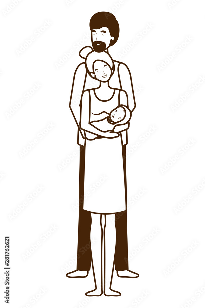 Isolated mother and father with baby design Isolated mother and father with baby design