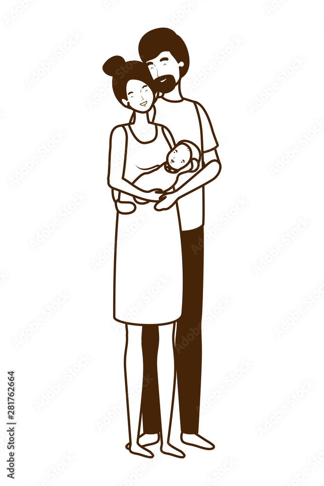 Isolated mother and father with baby design Isolated mother and father with baby design
