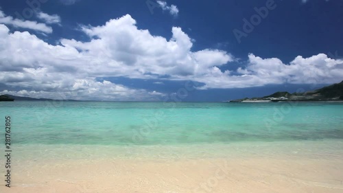 Sandy beach and sea, Nago, Okinawa Prefecture, Japan photo