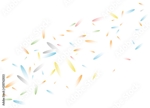 Background flying multi-colored particles. Design element. Vector illustration.