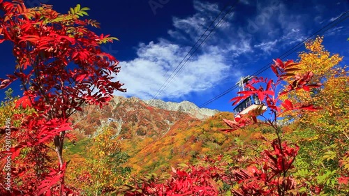 Tateyama ropeway and mountains in autumn, Toyama Prefecture, Japan