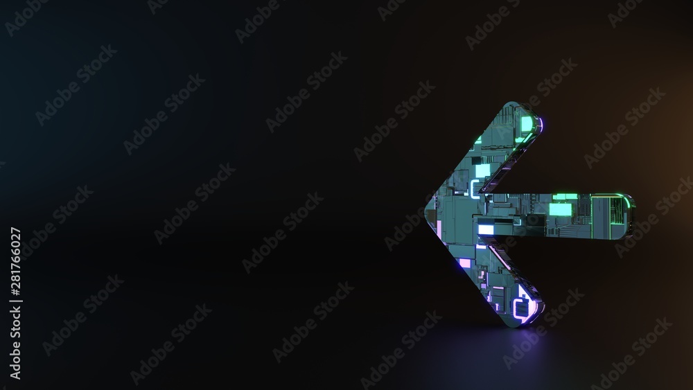 science fiction metal symbol of arrow left icon render science fiction metal symbol of arrow left icon render