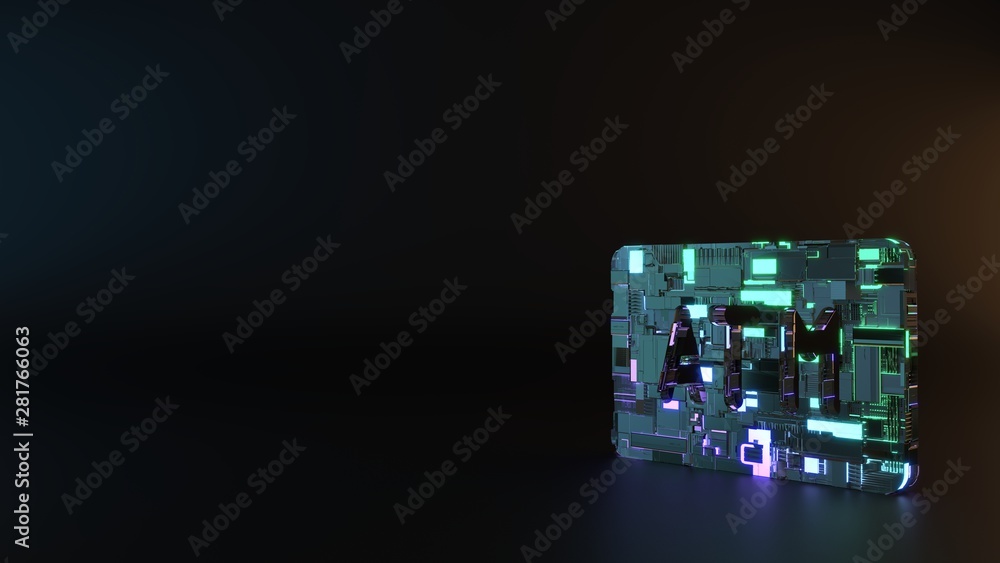 science fiction metal symbol of atm sign icon render science fiction metal symbol of atm sign icon render