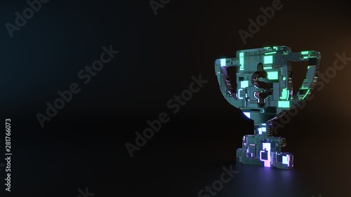 science fiction metal symbol of cup award icon render