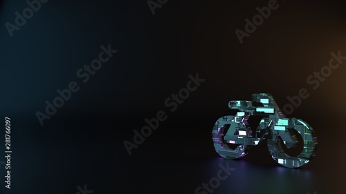 science fiction metal symbol of bicycle without rider icon render