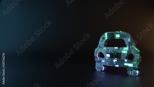 science fiction metal symbol of sport car icon render