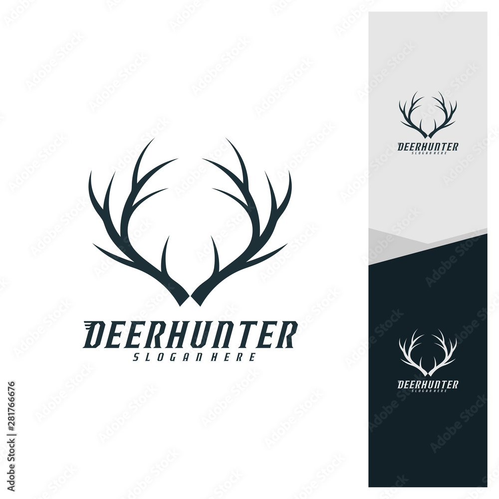 Obraz premium Deer Head logo design template vector. Luxury Deer Hunt logo vector template