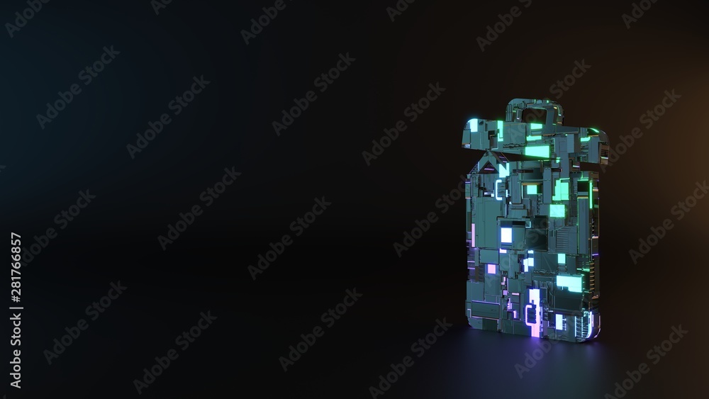 Obraz premium science fiction metal symbol of garbage icon render