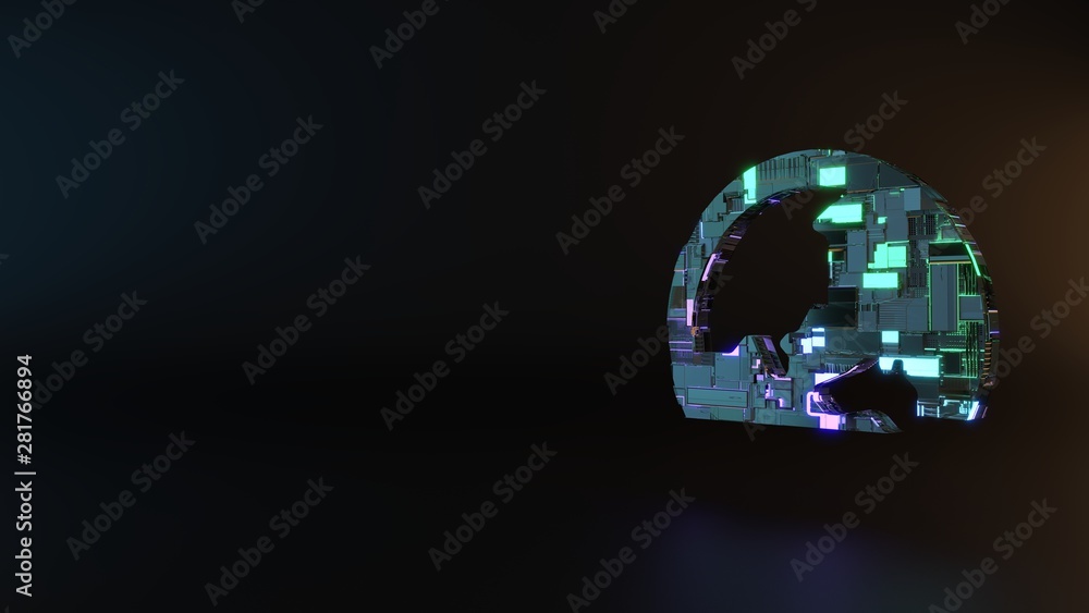 science fiction metal symbol of globe Asia icon render science fiction metal symbol of globe Asia icon render