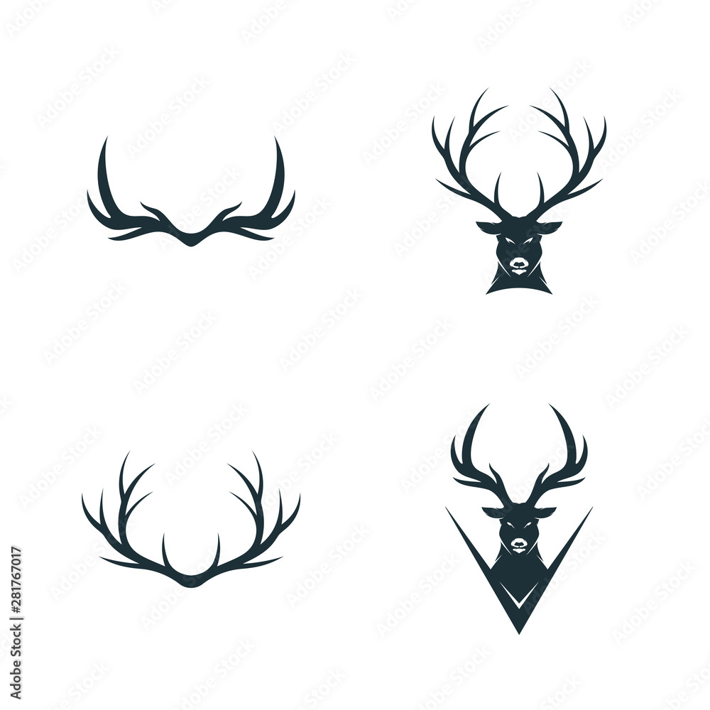 Set of Deer Head logo design template vector. Luxury Deer Hunt logo vector template Set of Deer Head logo design template vector. Luxury Deer Hunt logo vector template